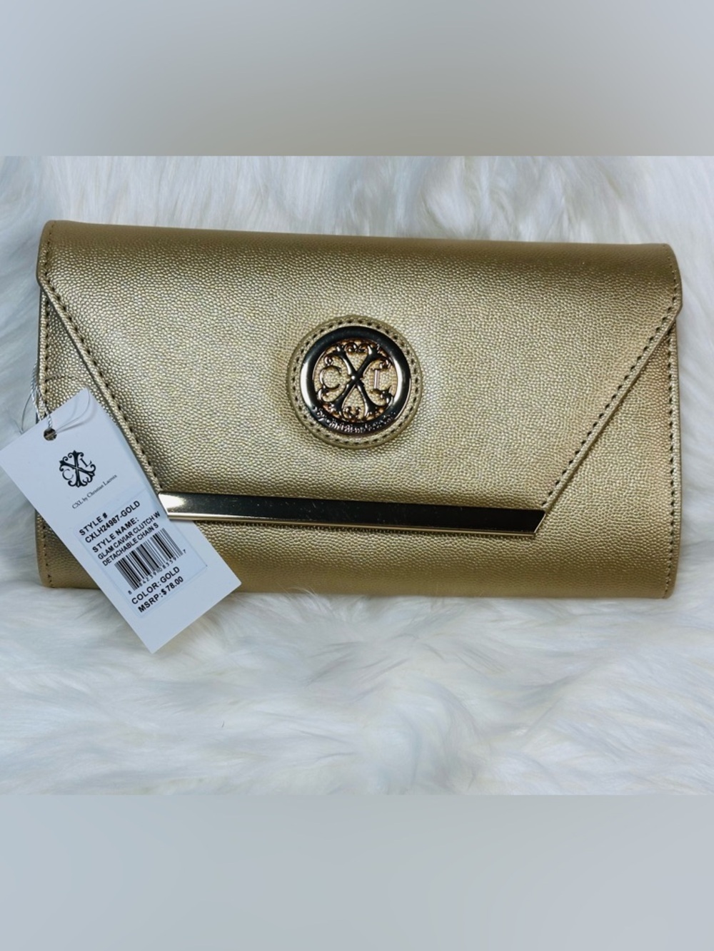 CXL by Christian Lacroix Glam Caviar Clutch in gold